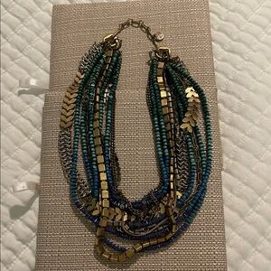 Stella & Dot Utopia Multi-Strand Beaded Statement Necklace in Teal and Blue